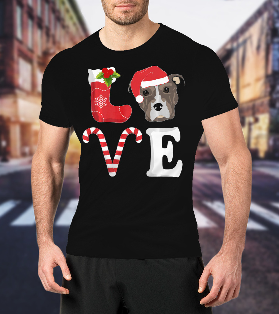 Love Christmas Pitbull Santa Pit Bull T-Shirt