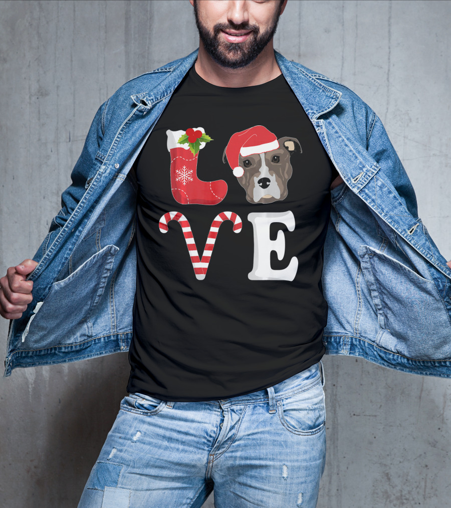 Love Christmas Pitbull Santa Pit Bull T-Shirt