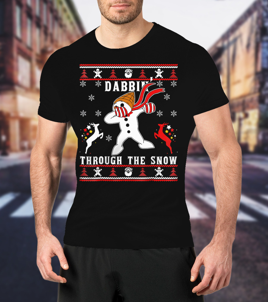 Dabbin' Through The Snow MrBingle Reindeer Snowflakes T-Shirt