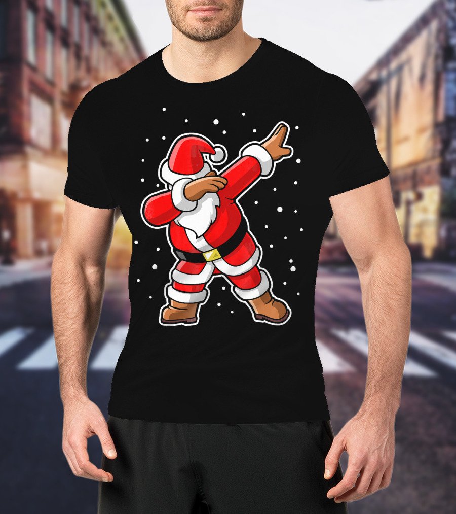 Dabbing Santa Claus Snowing Iconic Christmas Pose T-Shirt