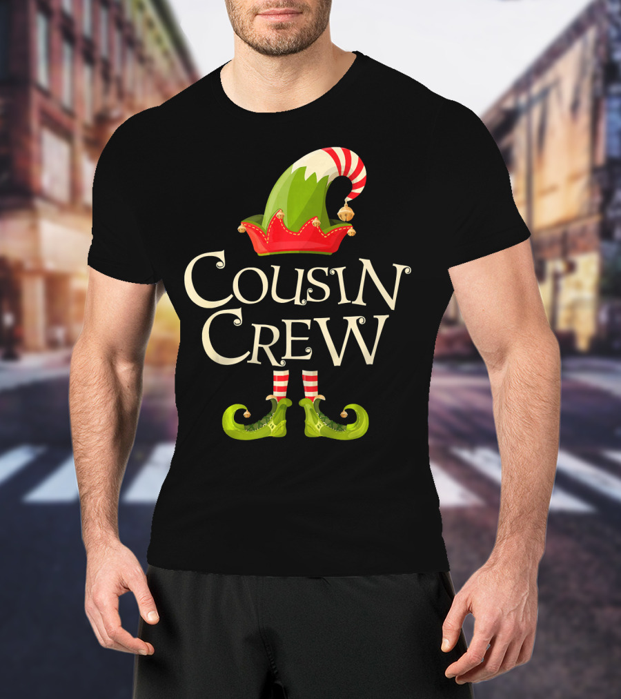 Cousin Crew Elf Matching Family Christmas Hat And Shoes T-Shirt