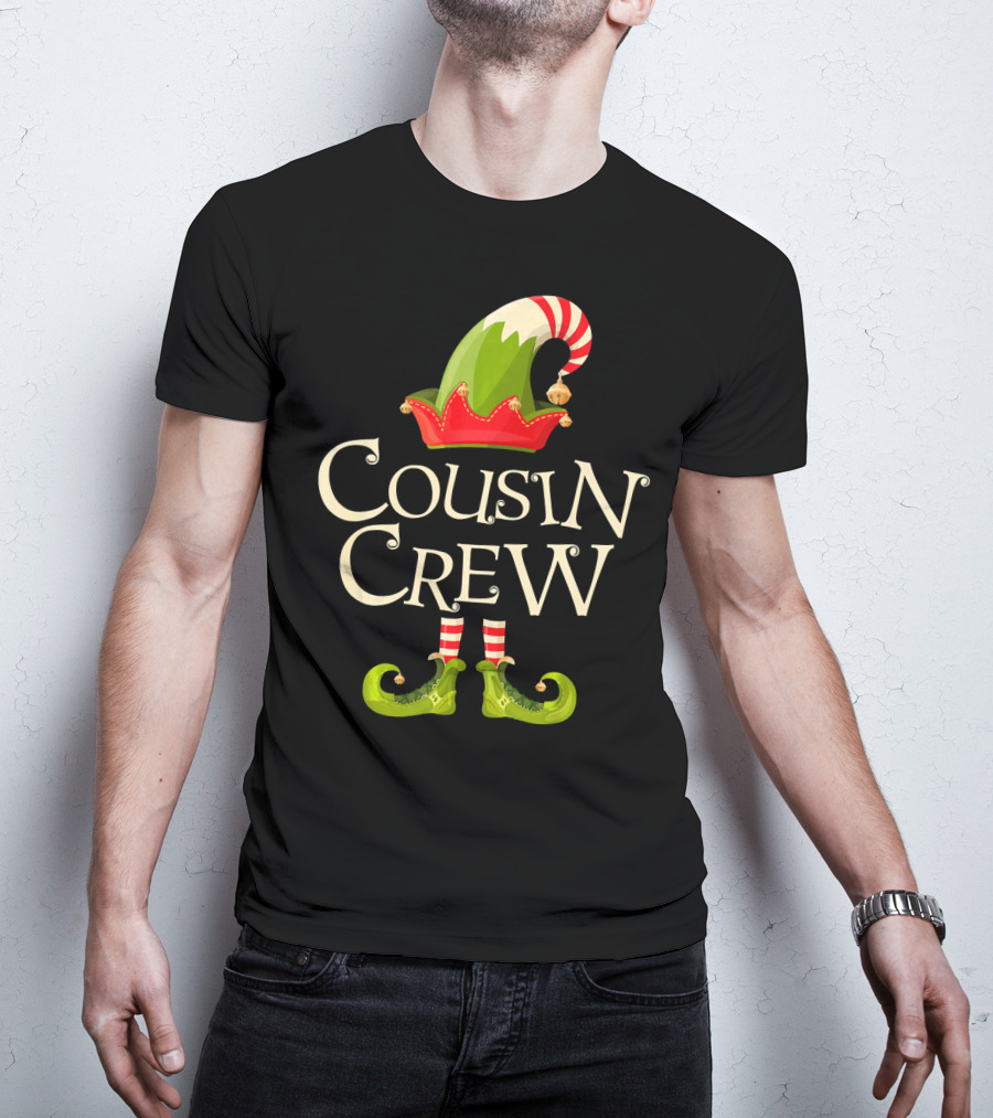 Cousin Crew Elf Matching Family Christmas Hat And Shoes T-Shirt