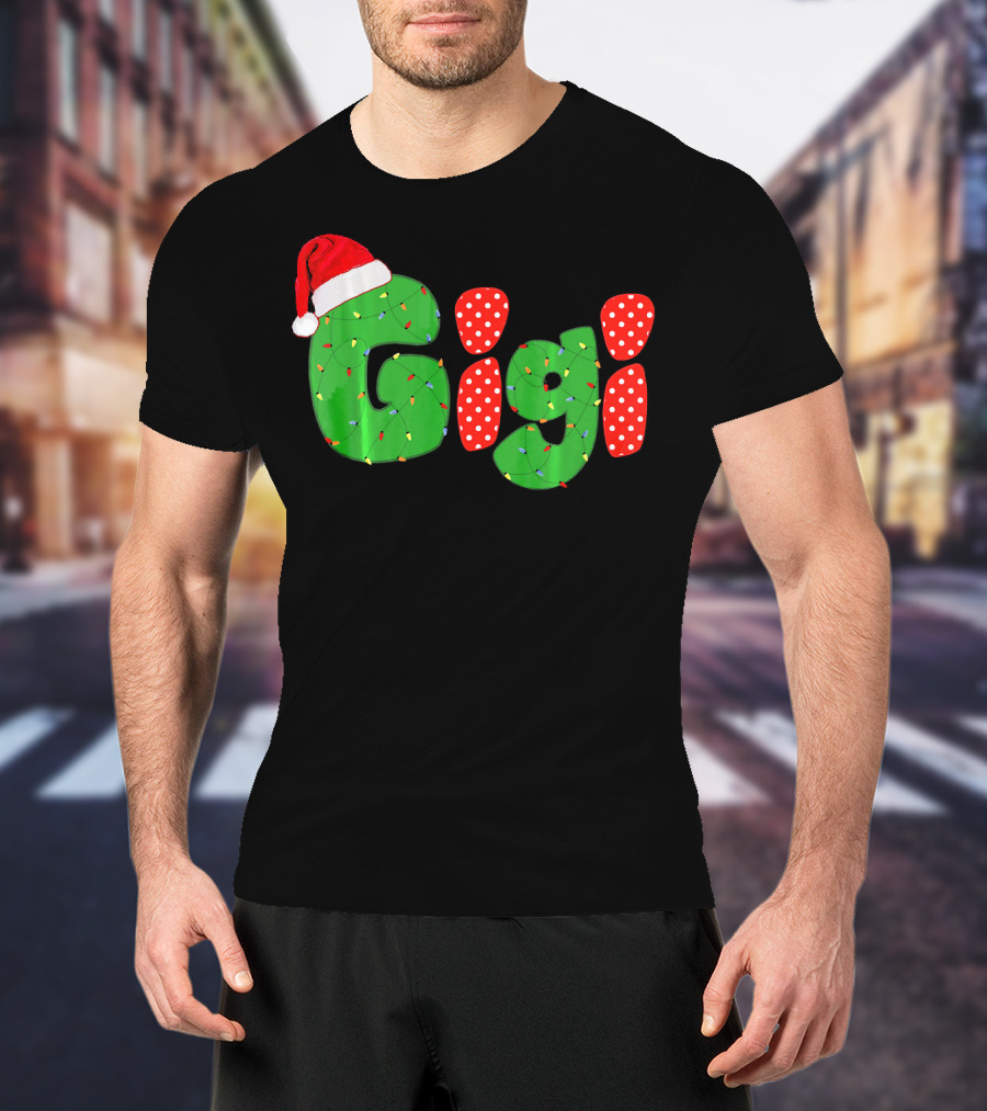 Gigi Christmas Santa Hat Lights Family Matching Pajamas T-Shirt