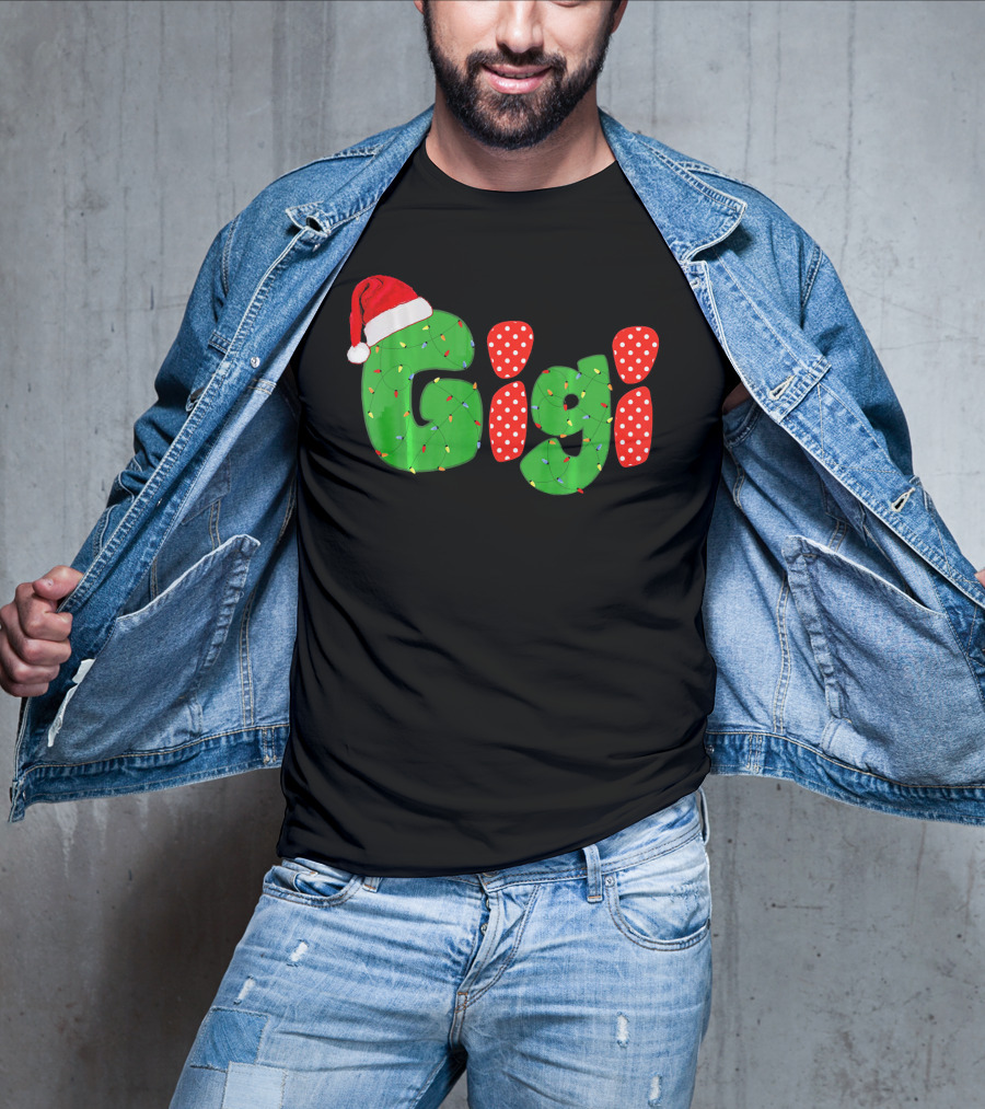 Gigi Christmas Santa Hat Lights Family Matching Pajamas T-Shirt