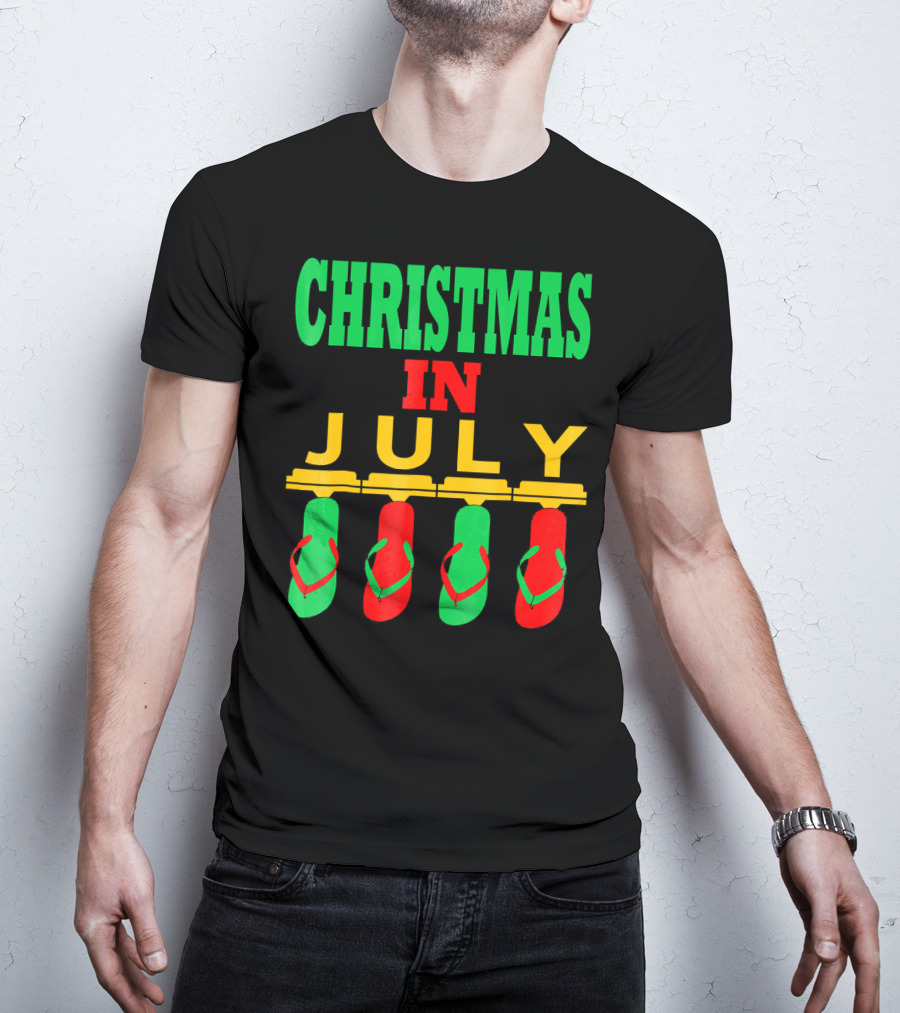 CHRISTMAS IN JULY Flip Flops Summer Holiday T-Shirt