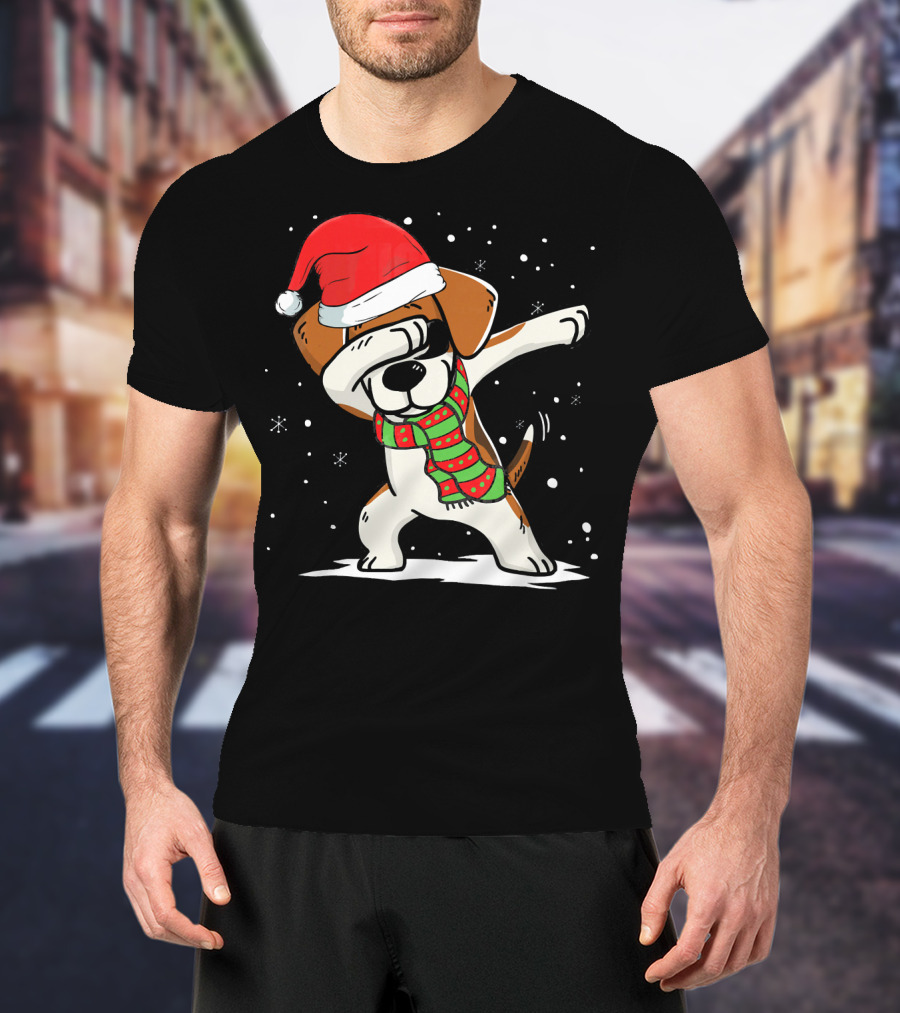 Dabbing Beagle Santa Christmas Dog Dance T-Shirt
