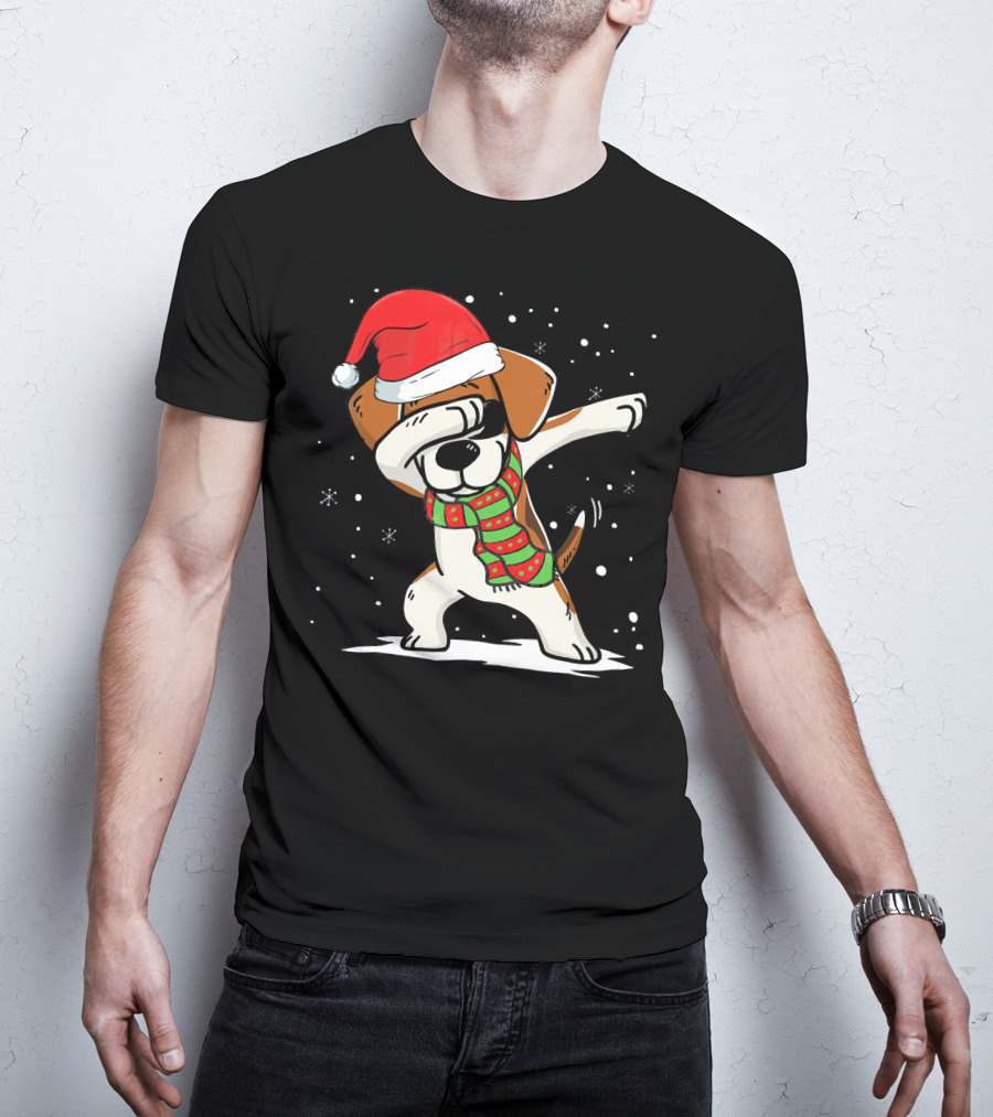 Dabbing Beagle Santa Christmas Dog Dance T-Shirt