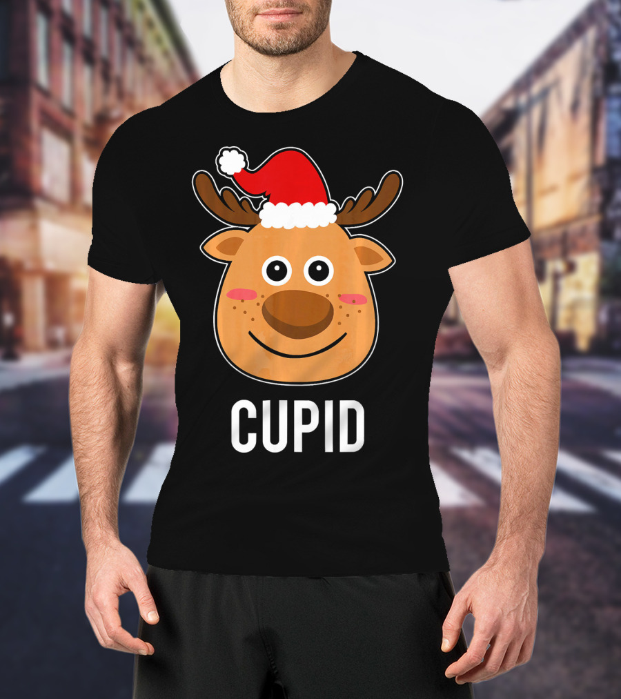 Santa Reindeer Cupid Xmas Group Adorable Christmas Deer Face Holiday T-Shirt