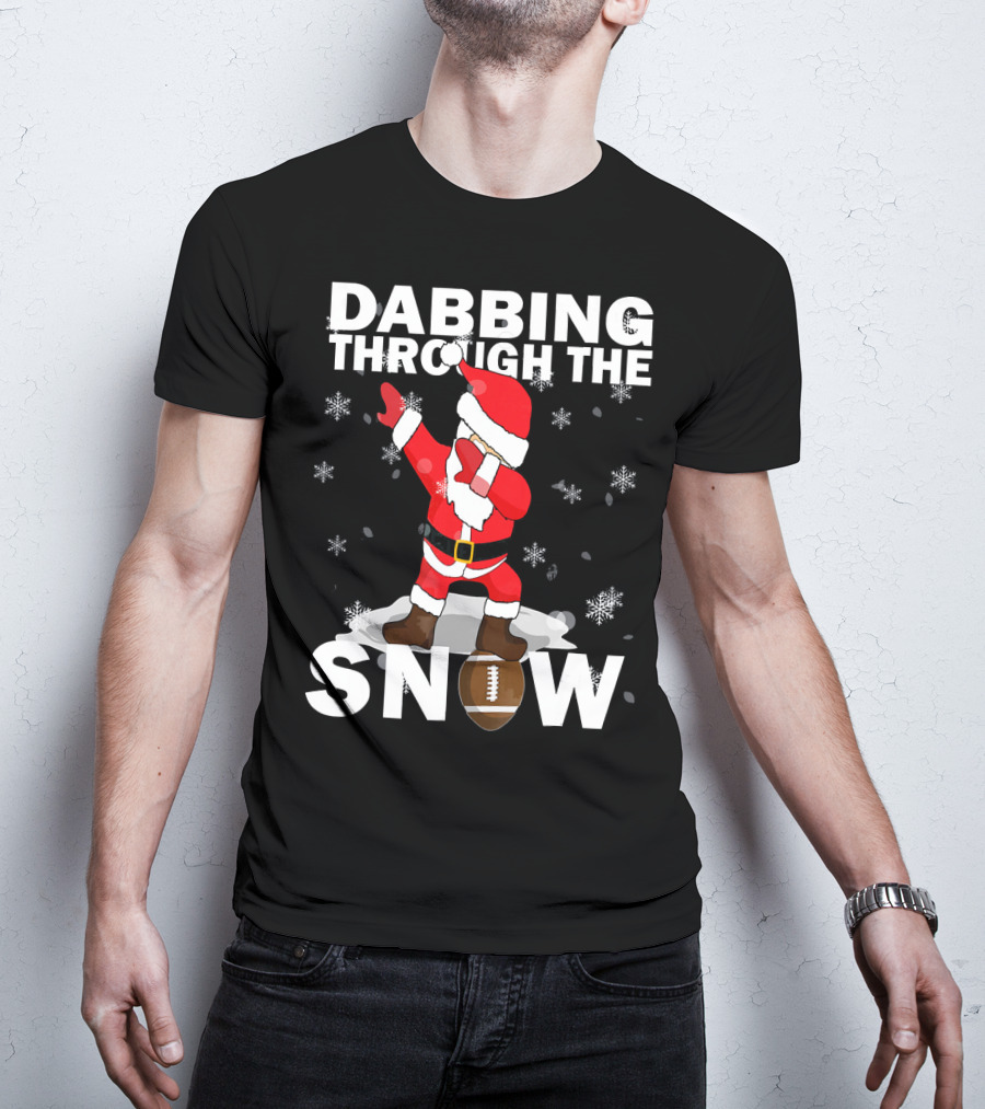Dabbing Through The Snow Football Santa Dabbing T-Shirt