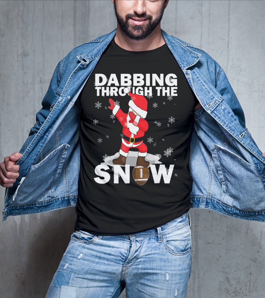 Dabbing Through The Snow Football Santa Dabbing T-Shirt