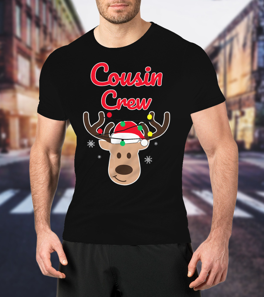 Cousin Crew Christmas Reindeer Hat Snowflakes T-Shirt