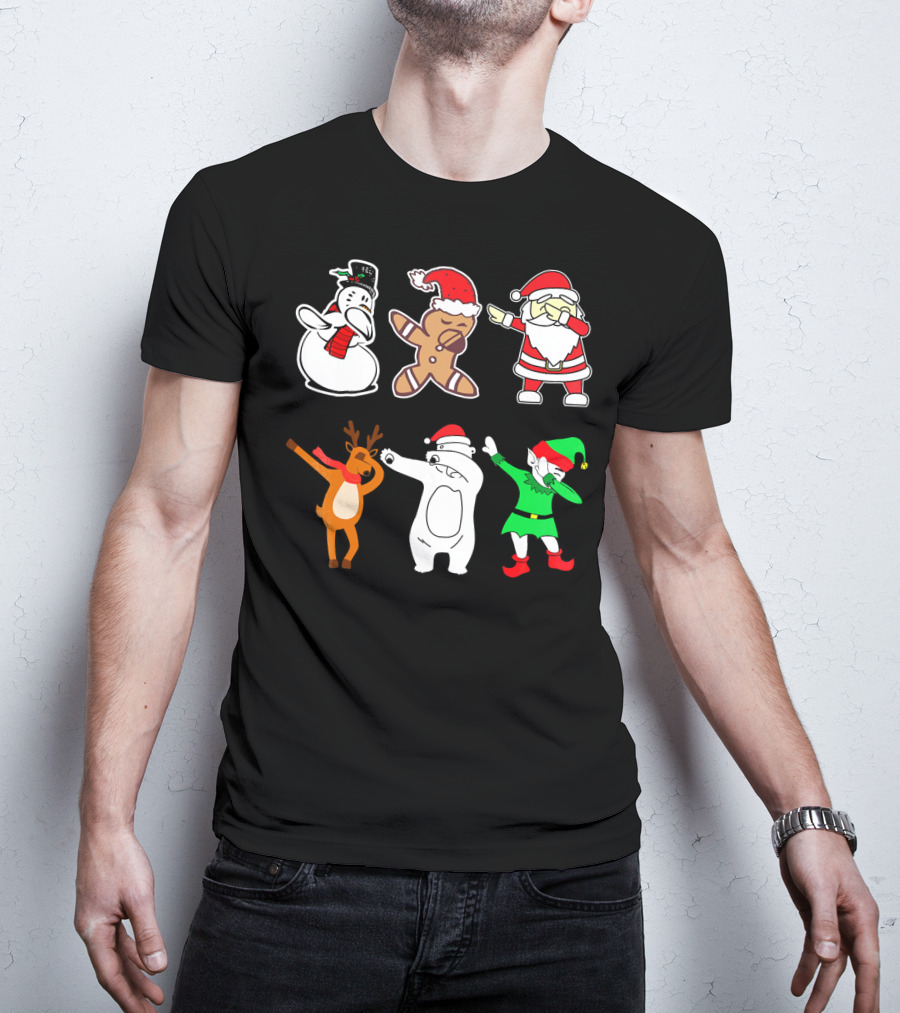 Dabbing Snowman Gingerbread Santa Reindeer Polar Bear Elf Christmas Dab T-Shirt