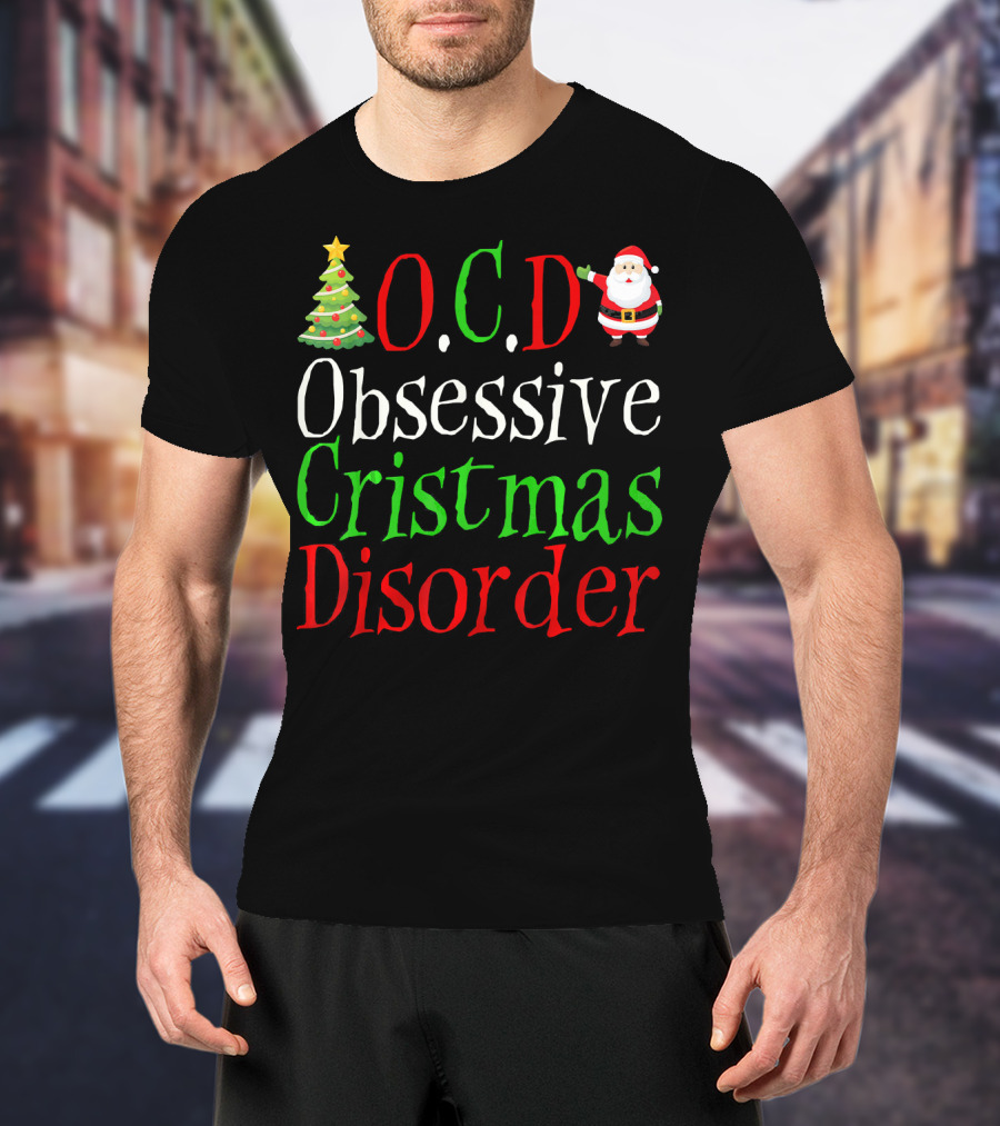 OCD Obsessive Christmas Disorder Santa Tree T-Shirt