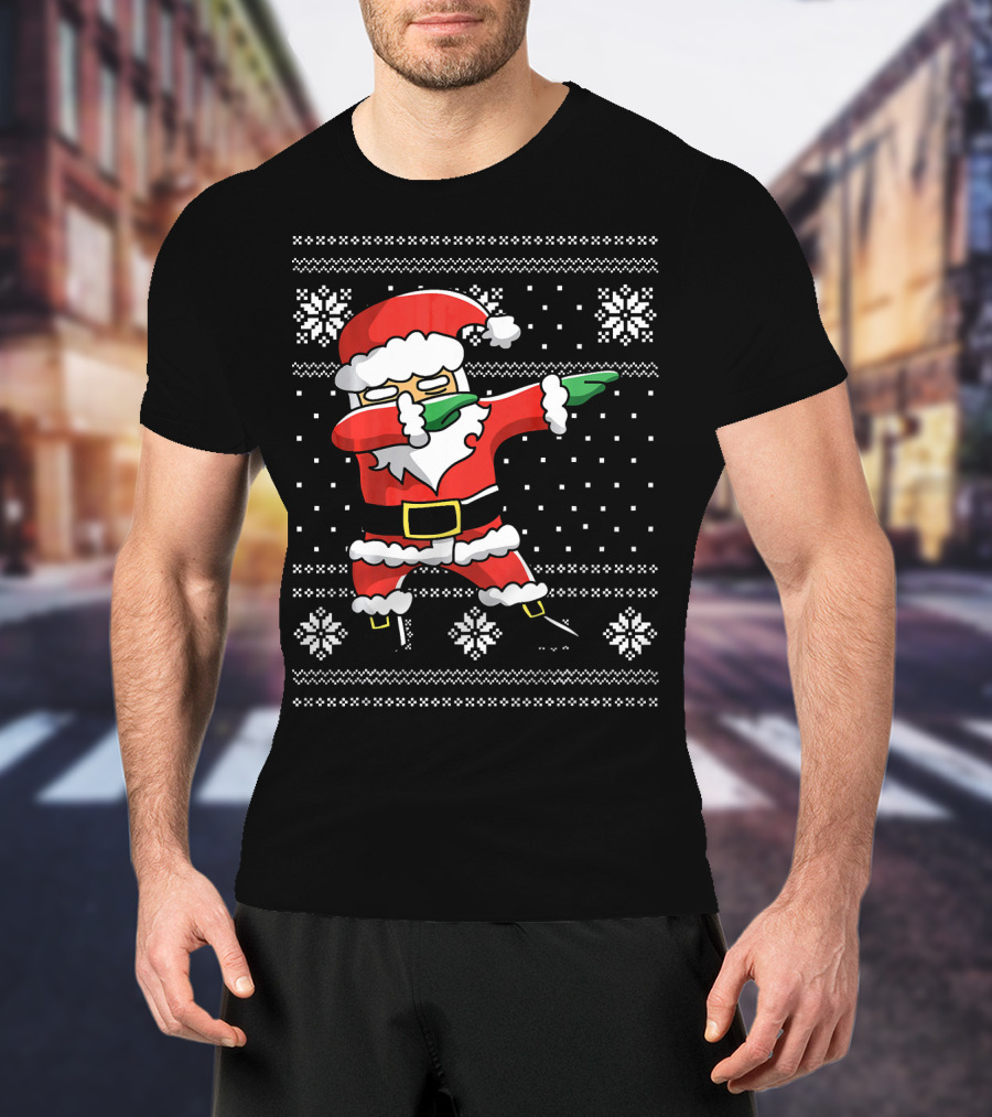 Festive Dabbing Santa Ugly Christmas T-Shirt