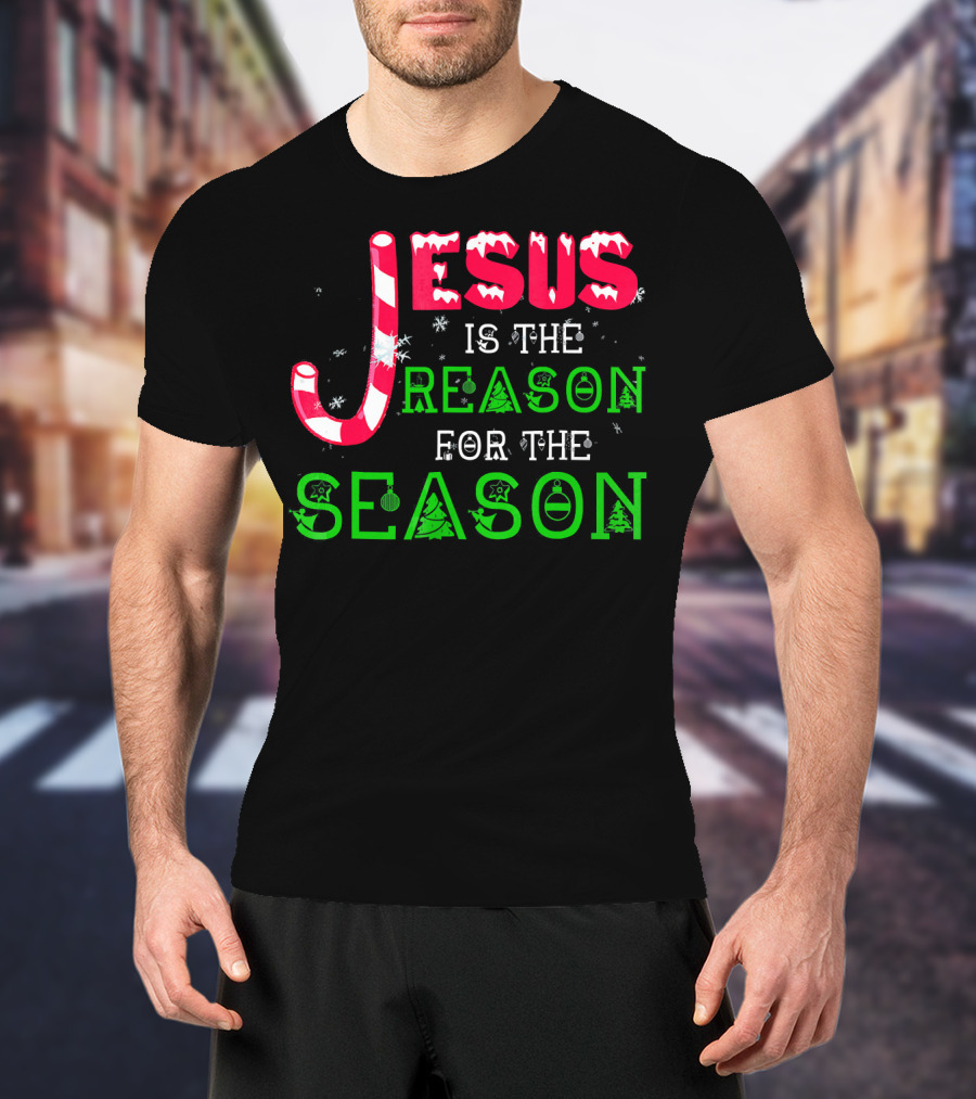 Jesus Is The Reason For The Season Christmas Candy Cane Snowflakes T-Shirt
