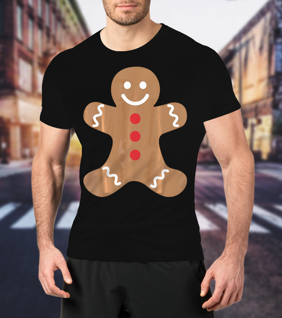 Smiling Gingerbread Man Holiday Cookie Decor T-Shirt