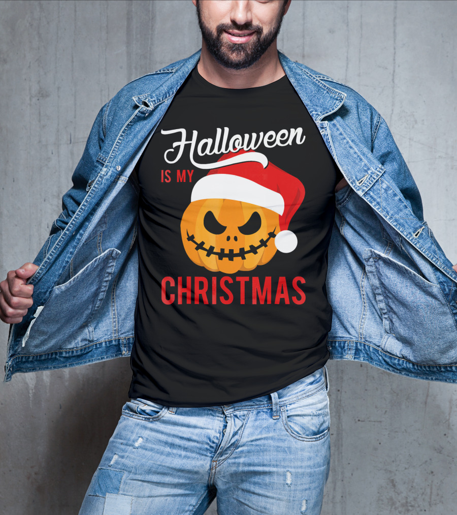 Halloween Is My Christmas Pumpkin Santa Hat T-Shirt