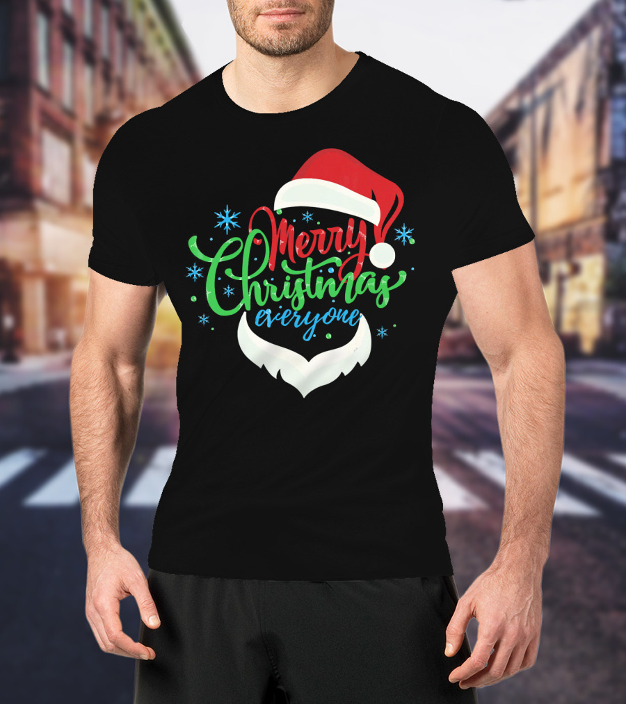 Merry Christmas Everyone Santa Hat With Beard T-Shirt
