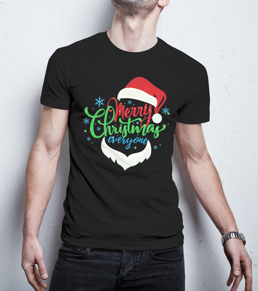 Merry Christmas Everyone Santa Hat With Beard T-Shirt