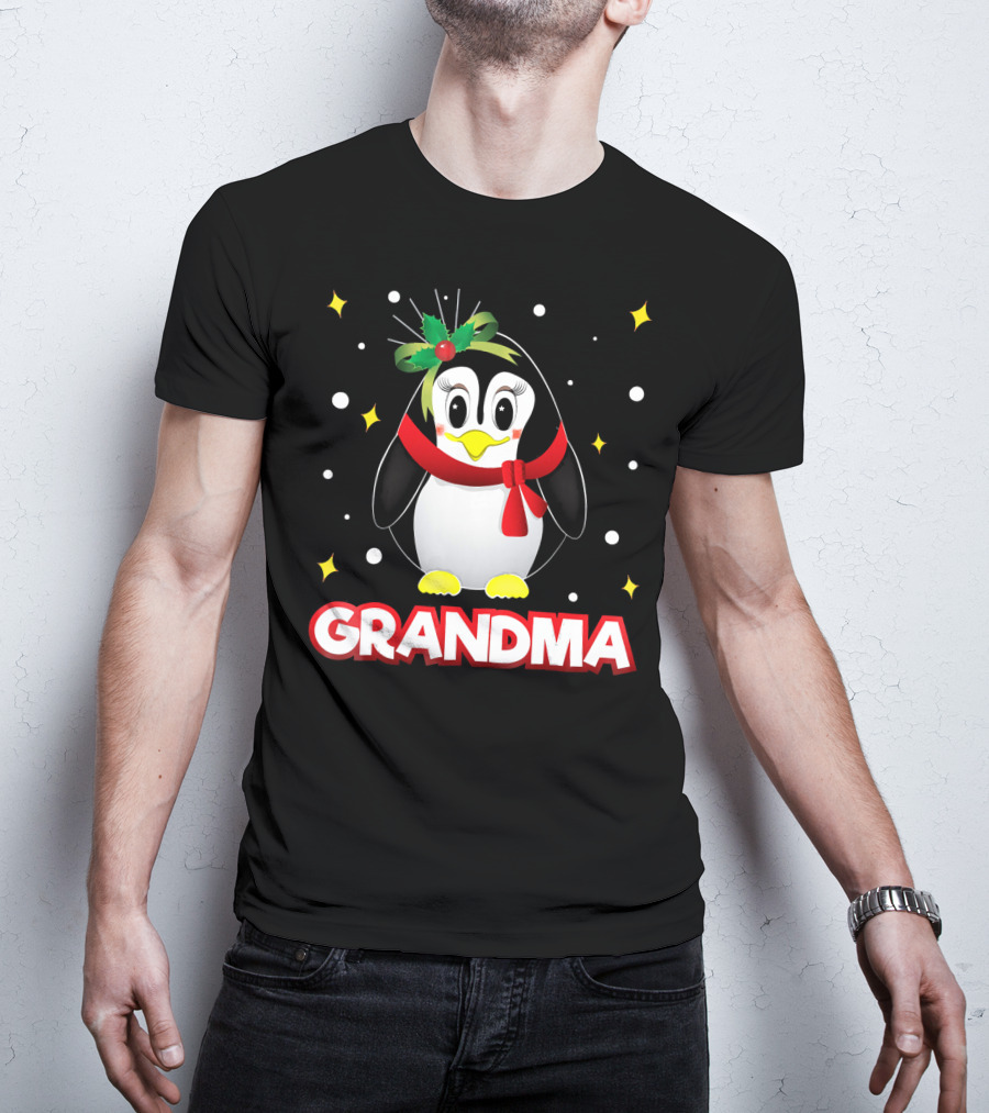Grandma Penguin Festive Christmas Family T-Shirt
