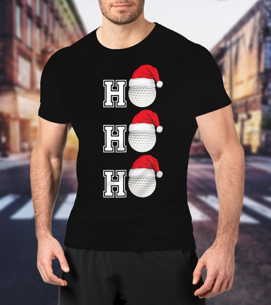 Ho Ho Ho Golf Ball Santa Hat Christmas T-Shirt