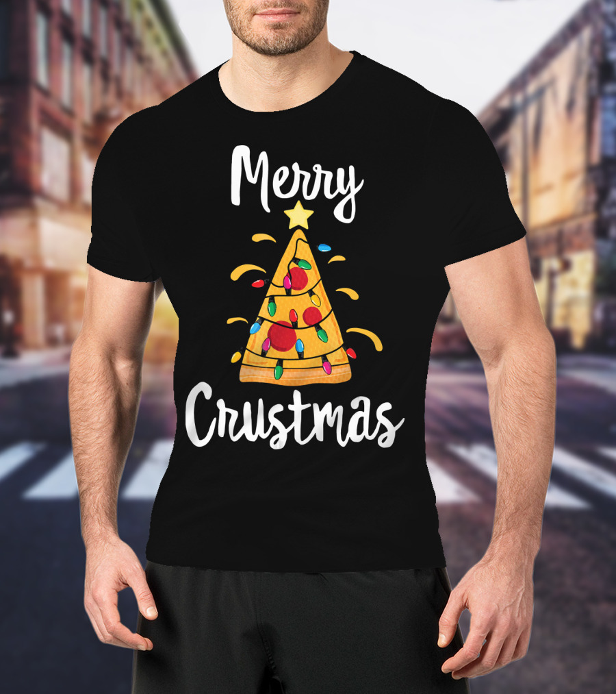 Merry Crustmas Christmas Men Boy Pizza Tree T-Shirt
