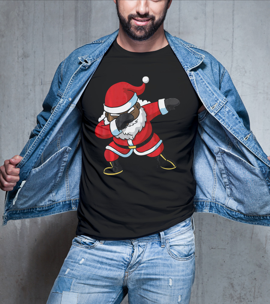 Christmas Dabbing Black Santa Claus Gesture T-Shirt