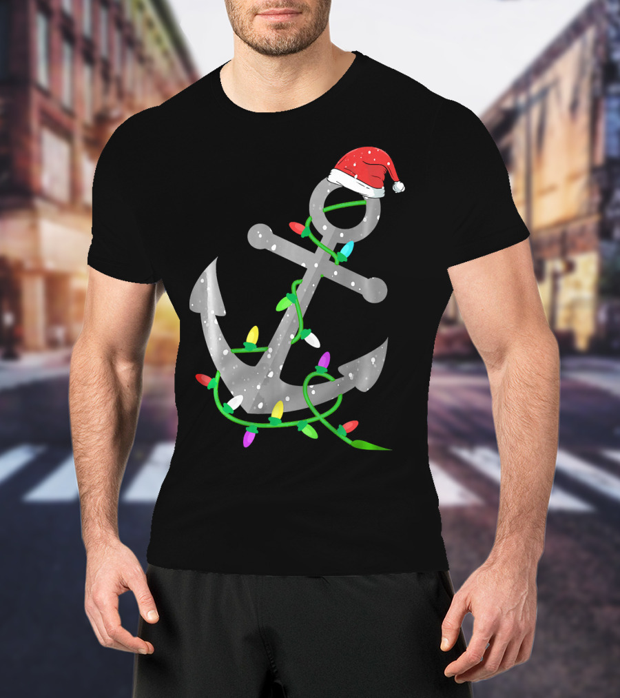 Merry Captain Santa Anchor With Christmas Lights T-Shirt
