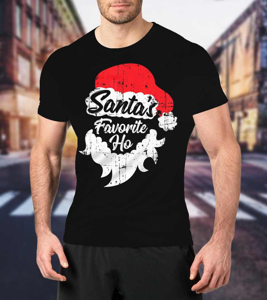Santa's Favorite Ho Christmas Beard And Hat T-Shirt