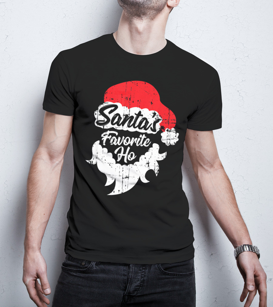 Santa's Favorite Ho Christmas Beard And Hat T-Shirt