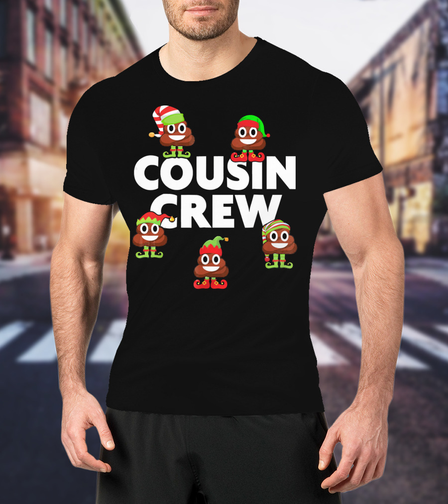 Cousin Crew Christmas PJs Elf Poop Emoji T-Shirt