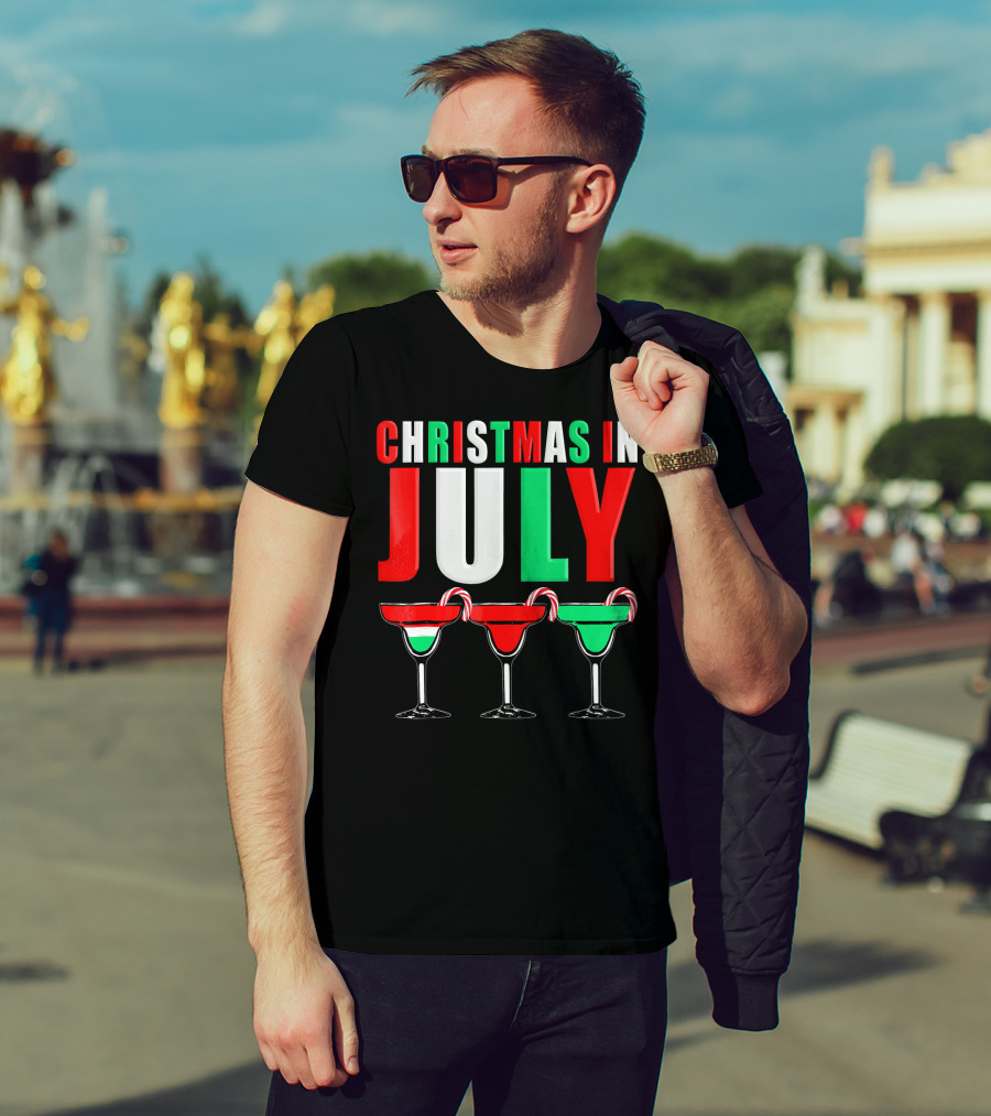 Christmas In July Candy Cane Cocktail Mixed Drinks T-Shirt