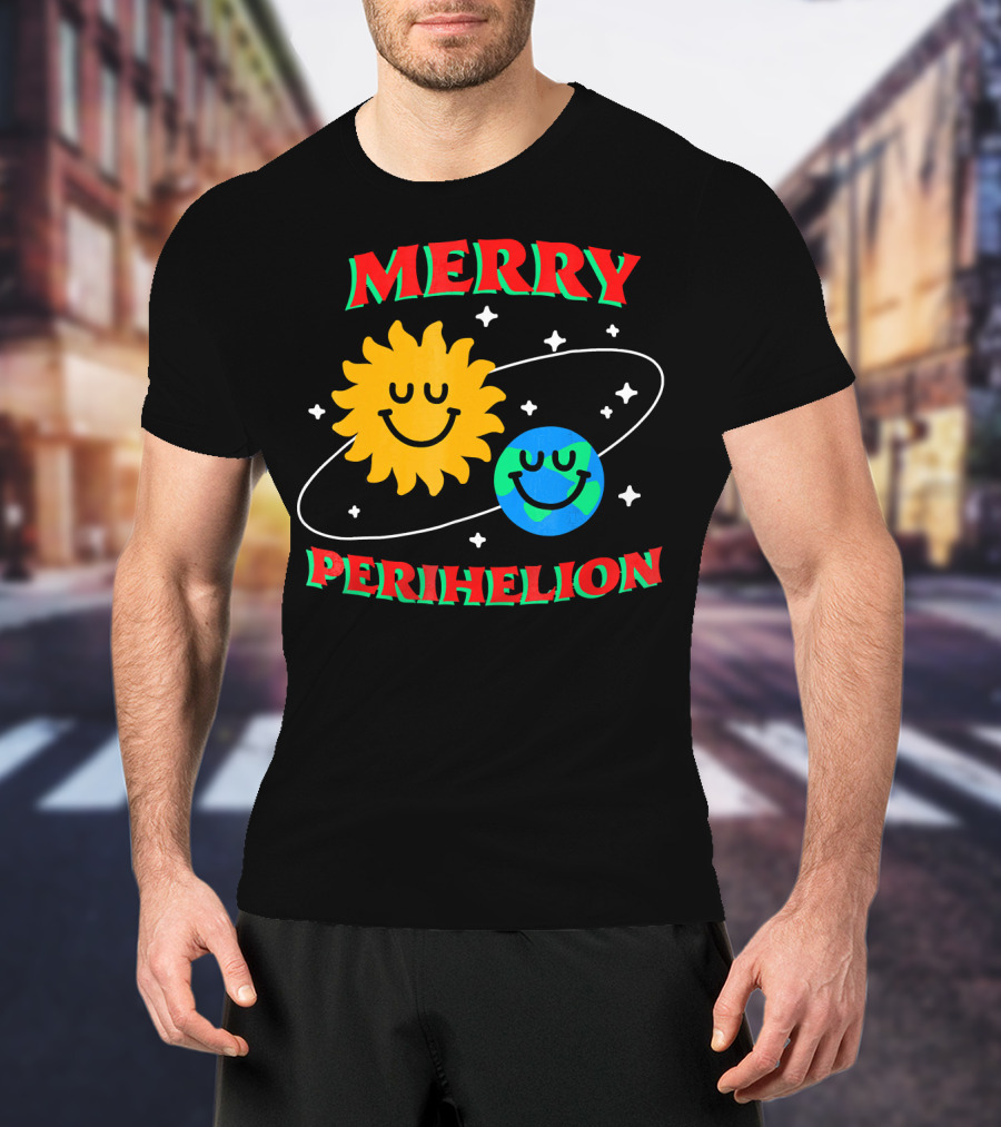 Merry Perihelion Sun Earth Smiling Orbit T-Shirt