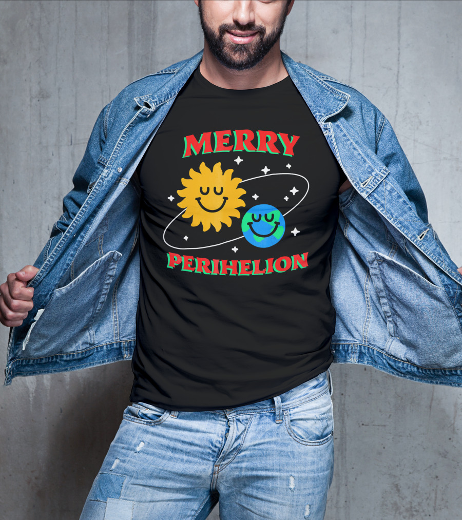 Merry Perihelion Sun Earth Smiling Orbit T-Shirt