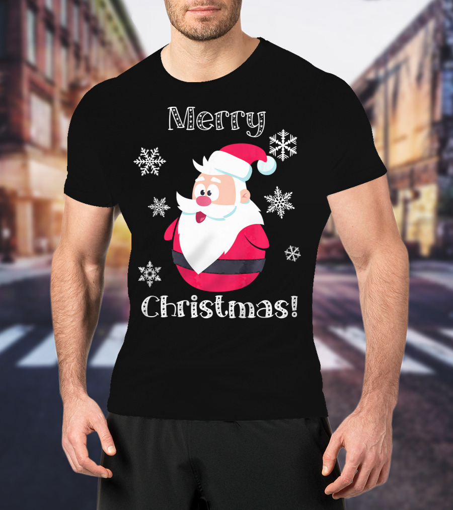 Merry Christmas Santa Claus Cute Snowflakes T-Shirt