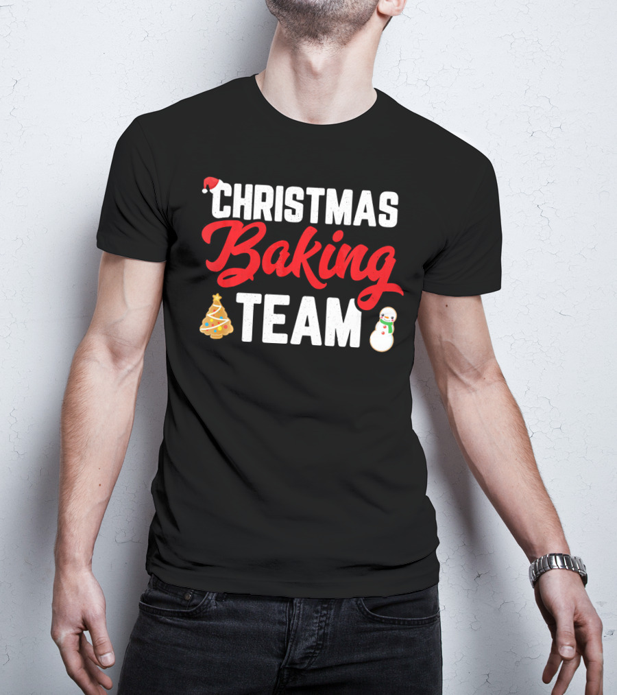 Christmas Baking Team Holiday Cookie Fun Christmas Tree Snowman T-Shirt