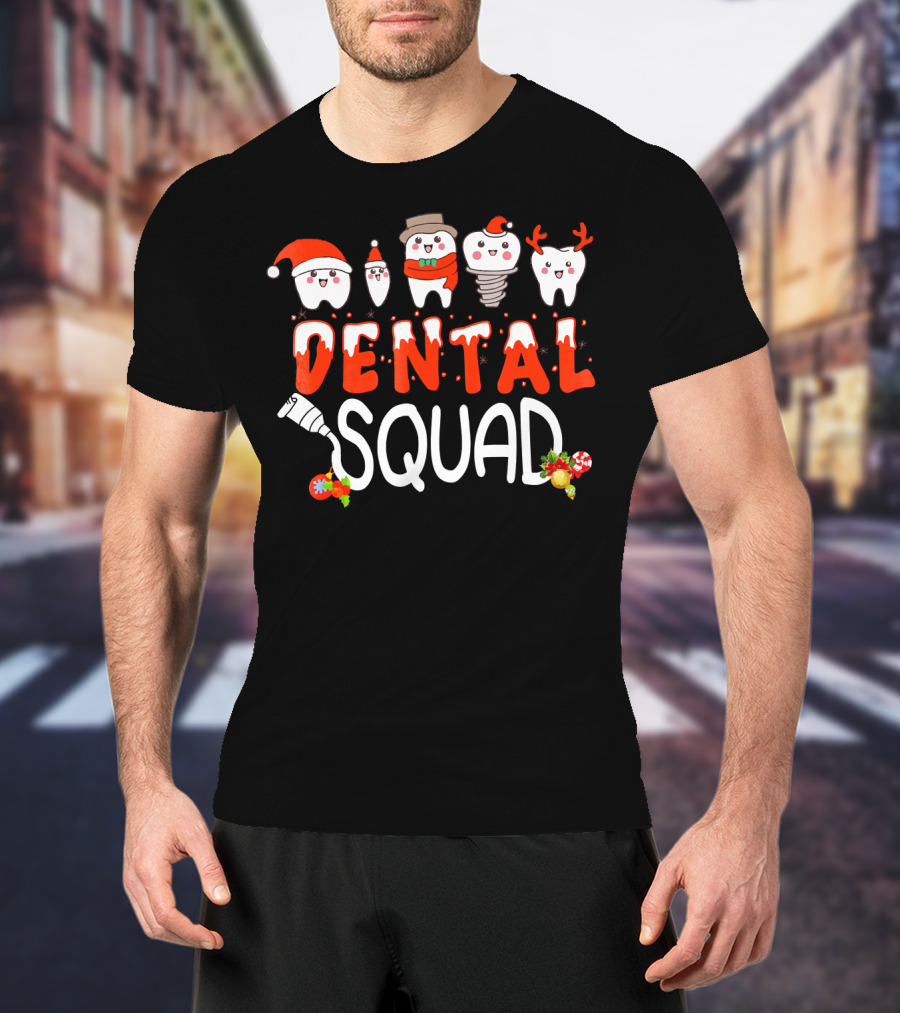 Dental Squad Tooth Christmas Santa Reindeer Festive Dent T-Shirt