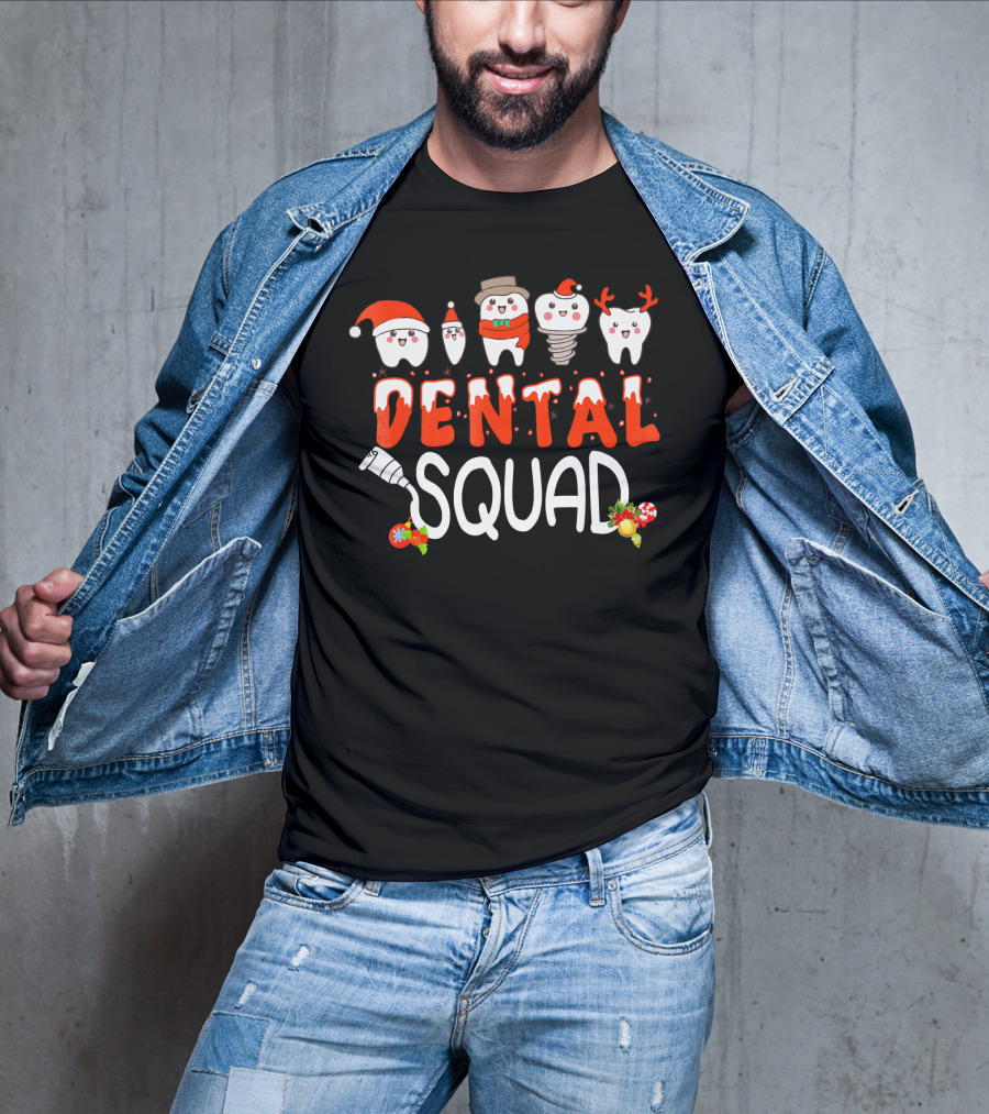 Dental Squad Tooth Christmas Santa Reindeer Festive Dent T-Shirt