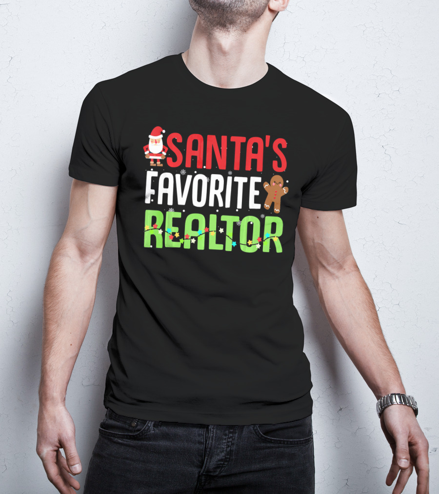 Santa's Favorite Realtor Gingerbread Lights T-Shirt
