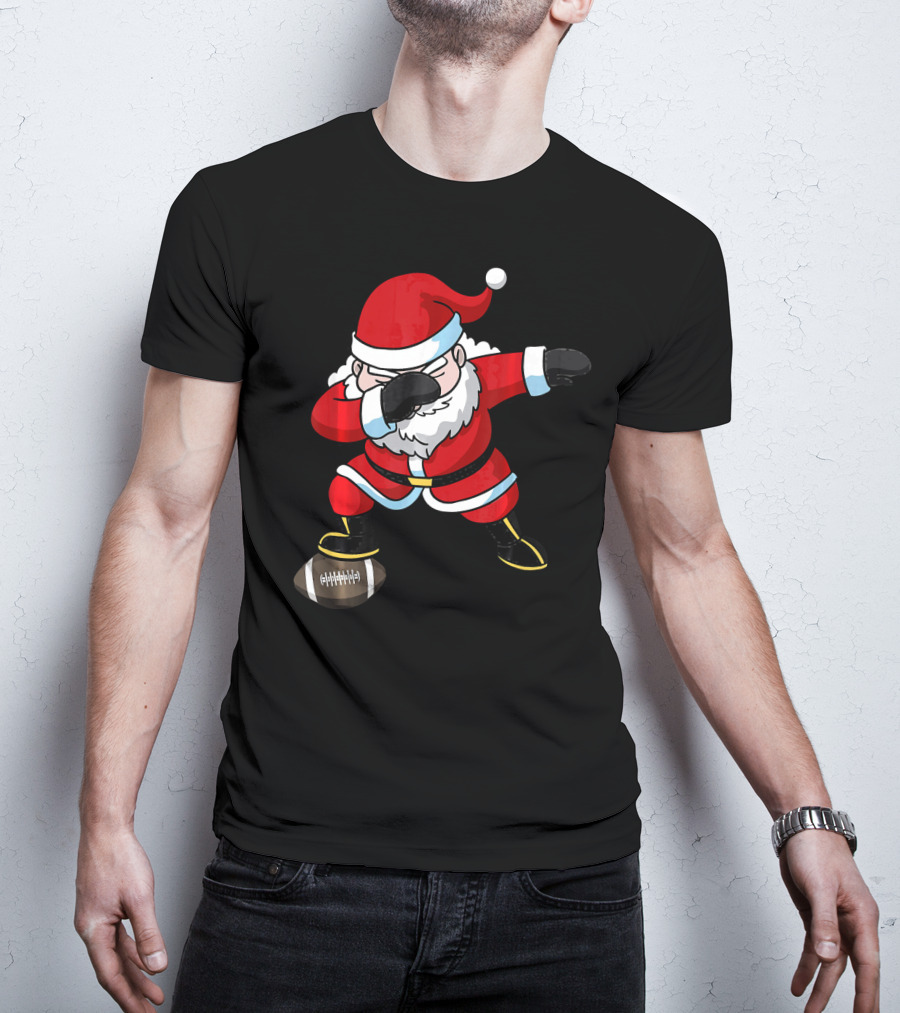 Football Santa Dabbing With Christmas Cheer T-Shirt