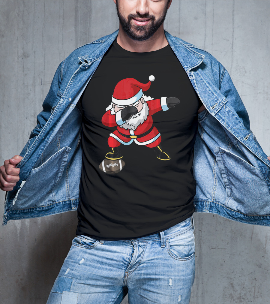 Football Santa Dabbing With Christmas Cheer T-Shirt