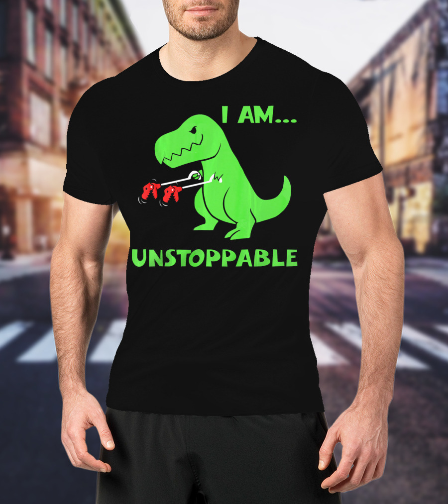I Am Unstoppable T Rex Dinosaur Boxing Gloves T-Shirt