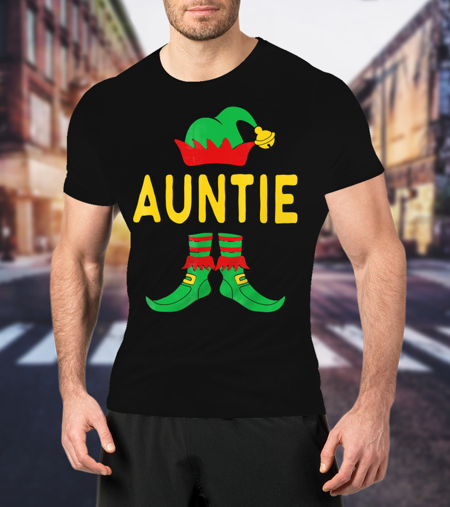 Auntie Elf Christmas Family Matching Holiday T-Shirt