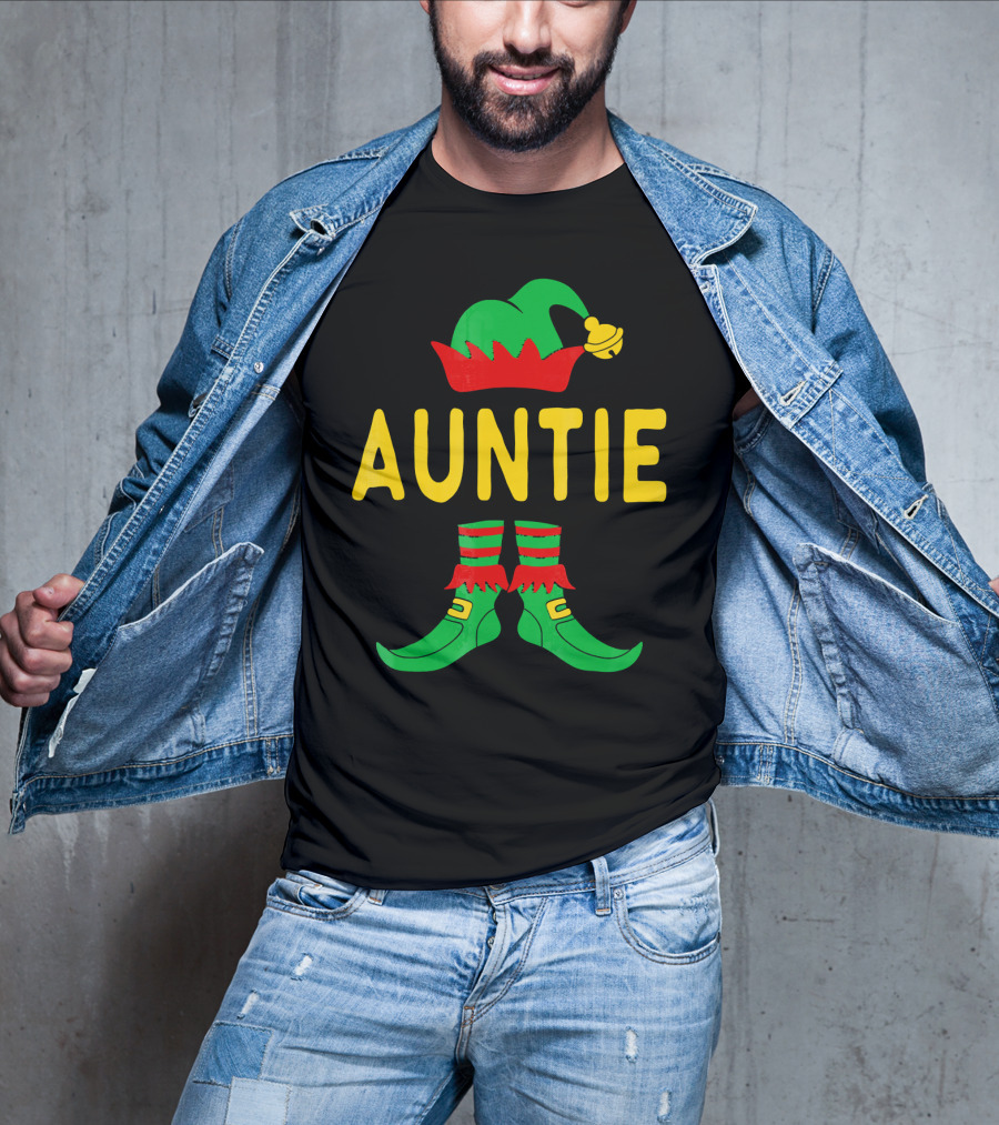 Auntie Elf Christmas Family Matching Holiday T-Shirt