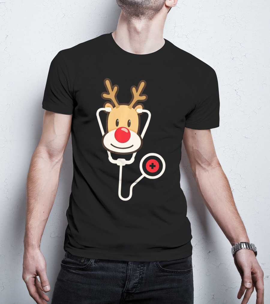 Cute Moose Reindeer Stethoscope Nurse T-Shirt