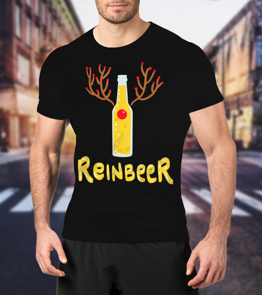 Reindeer Reinbeer Antler Bottle T-Shirt