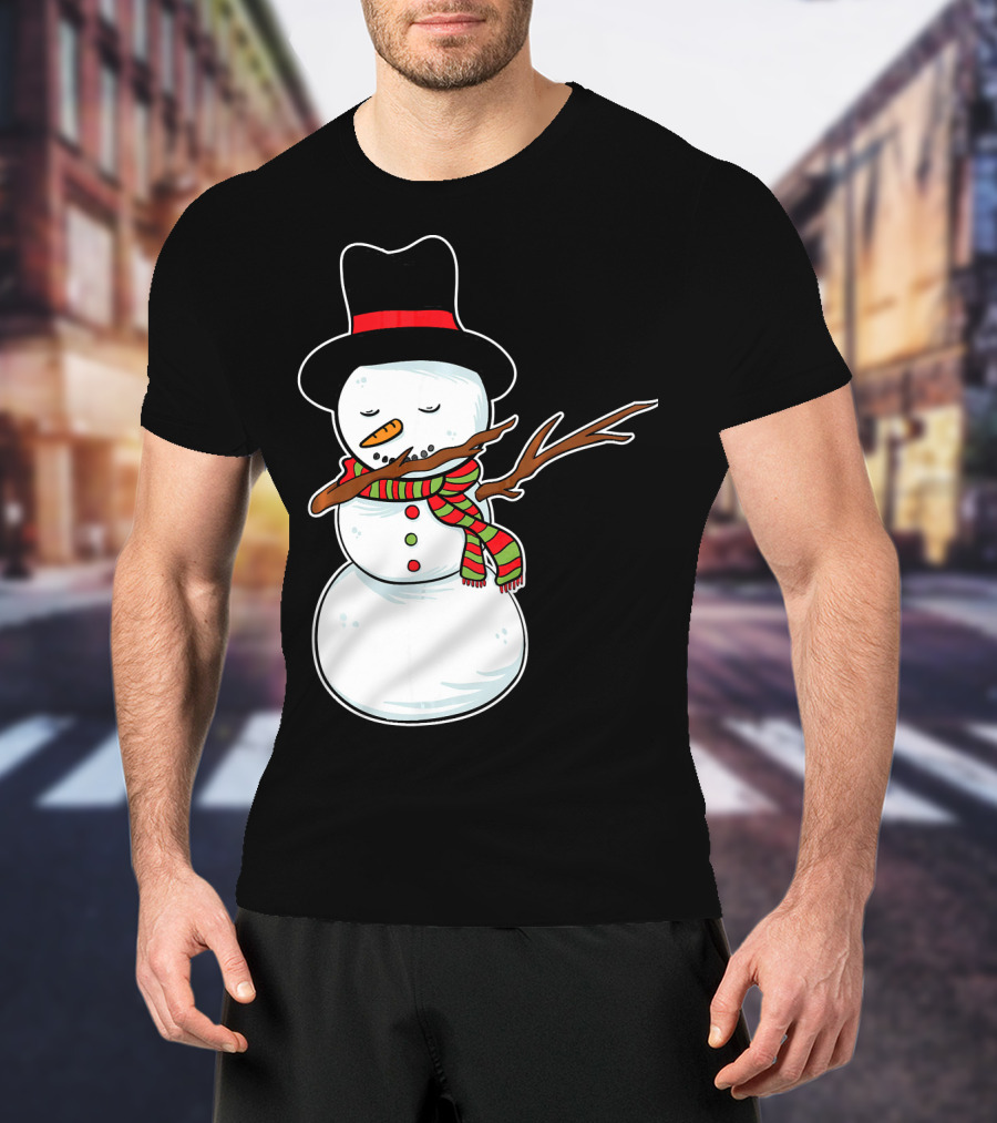 Dabbing Dab Snowman With Hat And Scarf T-Shirt