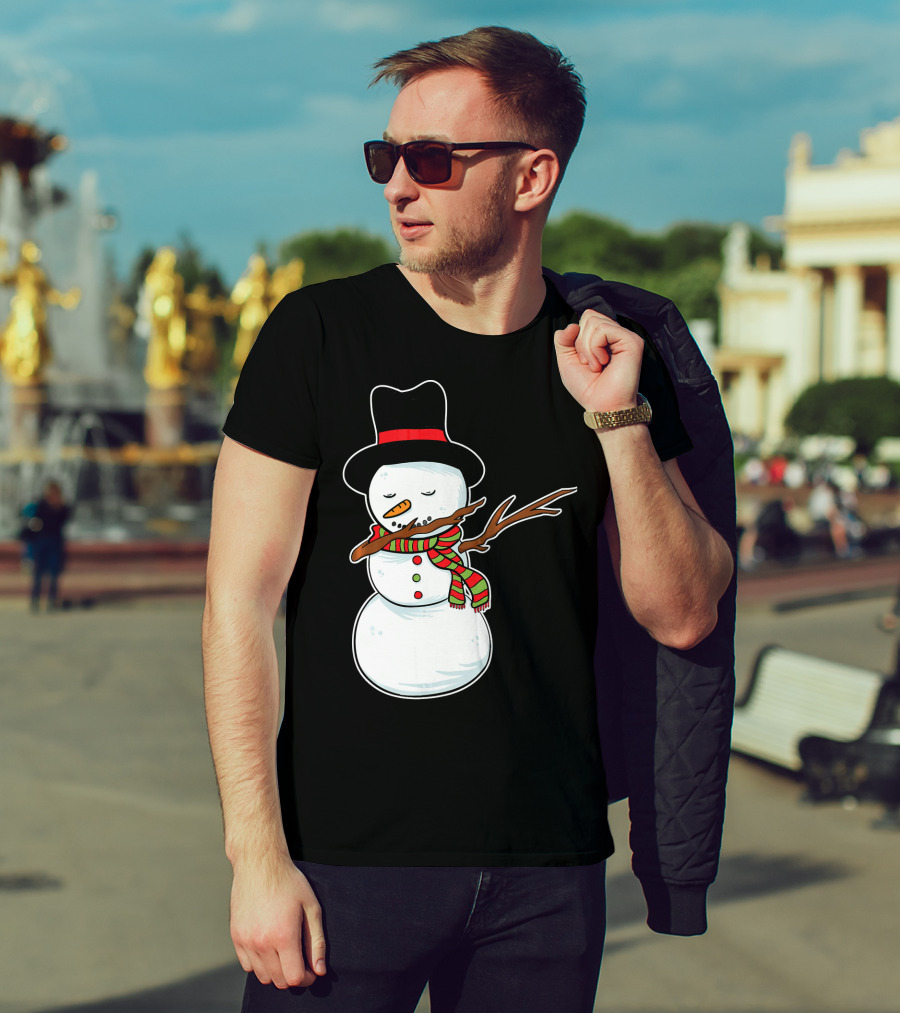 Dabbing Dab Snowman With Hat And Scarf T-Shirt