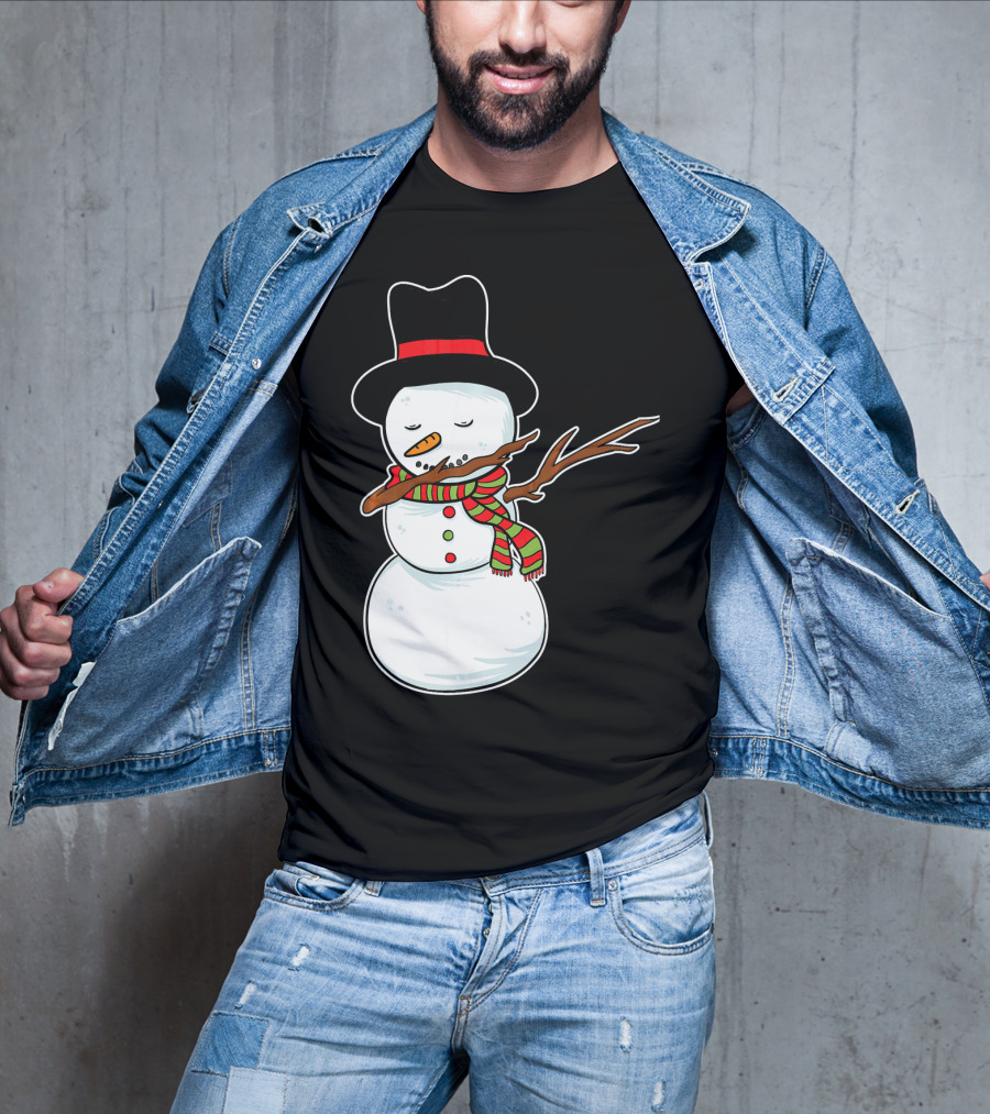 Dabbing Dab Snowman With Hat And Scarf T-Shirt