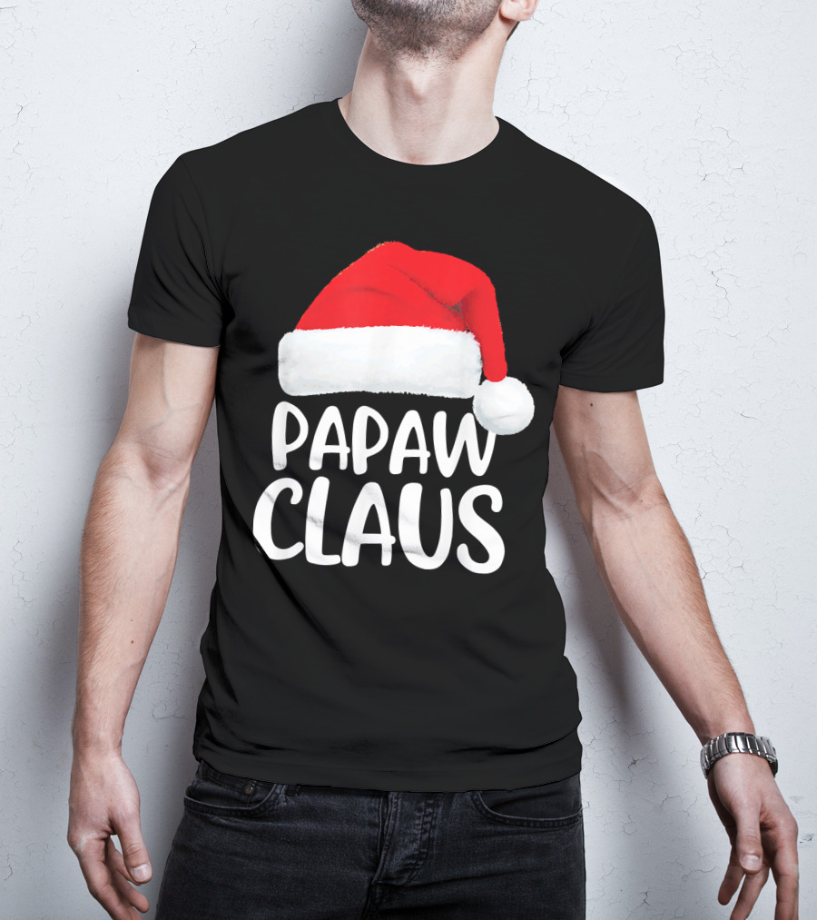 Papaw Claus Red Santa Hat Christmas T-Shirt